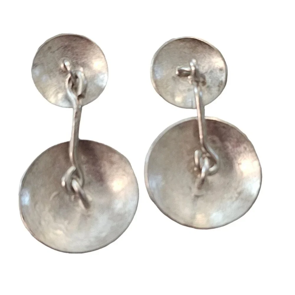 Sterling Silver Round Domed Etched Cuff Links L85